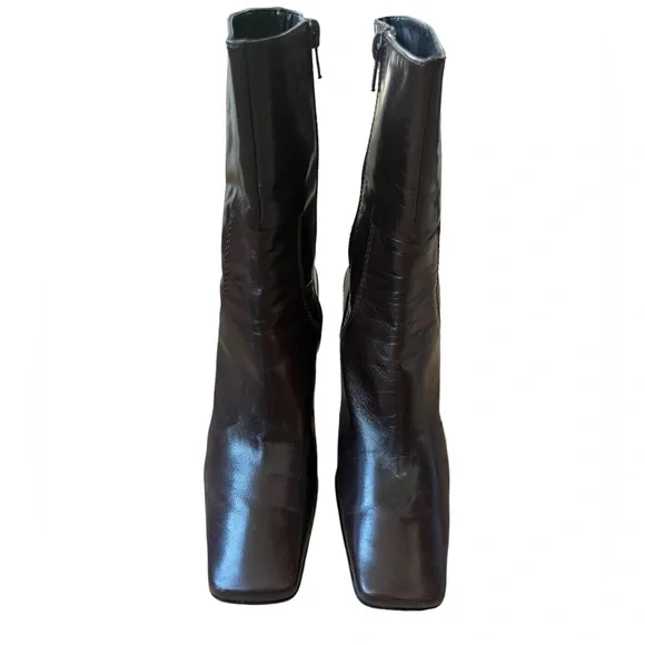 Vintage Nine West Yettas Dark Brown Leather High Ankle Boots Size 6.5 - Picture 4 of 7